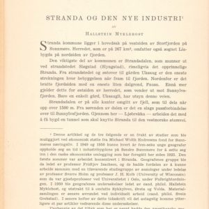 Stranda og den nye industri. Av ... Særtrykk av Norsk Geografisk Tidsskrift, bind VIII, hefte 3-8,