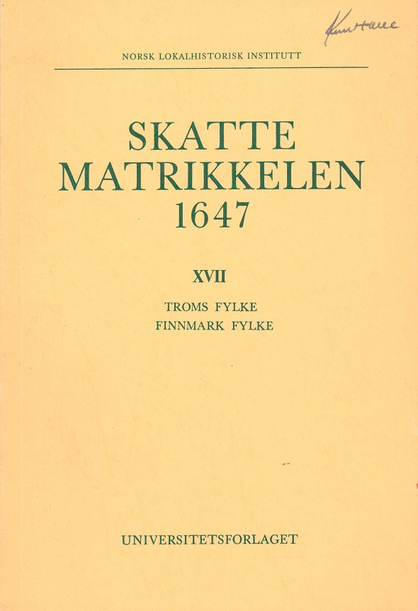 XVII. Troms Fylke og Finnmark Fylke. Redigert av Rolf Fladby og Terje Schou. Norsk Lokalhistorisk Institutt.
