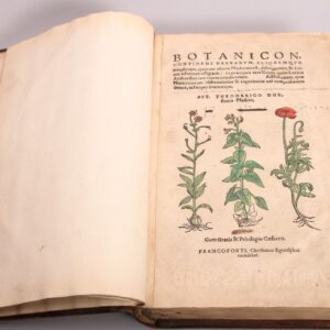 Botanicon, Continens Herbarum, Aliorumque Simplicum, quorum usus in Medicinis est, descriptiones, & Iconas ad vivum effigiatas : ex praecipuis tam Grecis quàm Latinis Authoribus iam recens concinnatum. Additis etiam quæ Neotericorum observationes & experientiæ uel comprobarunt denuo, uel nuper inuenerunt. Aut. Theoderico Dor. stenio Medico. Francoforti, Christianus Egenolphus excudebat.